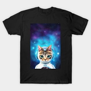 Funny Cat Space Astronaut Cute Cool Psychedelic Trippy T-Shirt